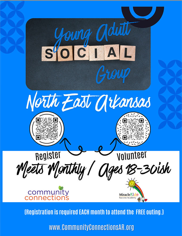 Community Connections young adult social group poster